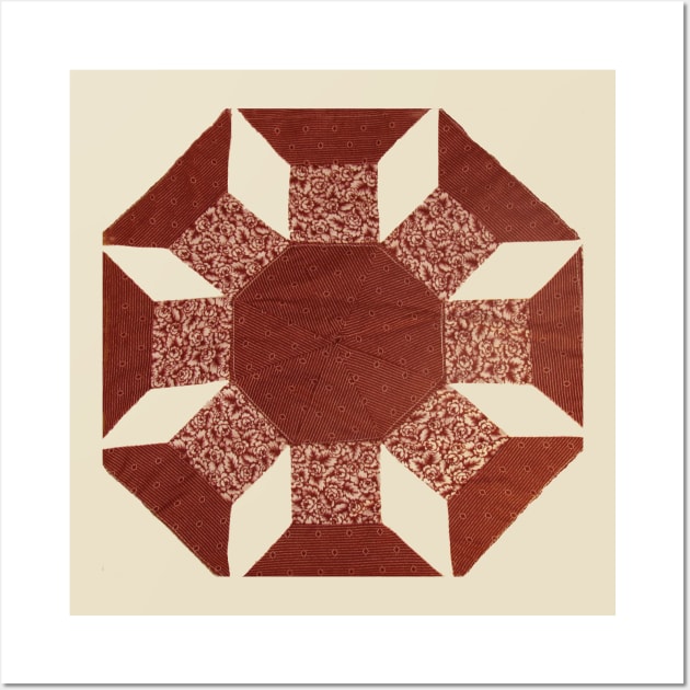 Quilt Pattern Castle in Red Wall Art by BKMuir